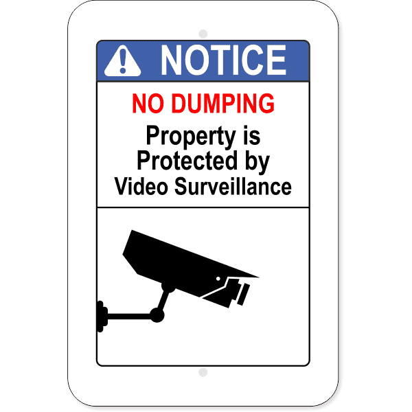 No Dumping Video Surveillance 18" x 12" Aluminum Sign