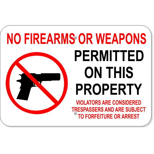 No Firearms Trespassers Arrest Aluminum Sign | 12" x 18"