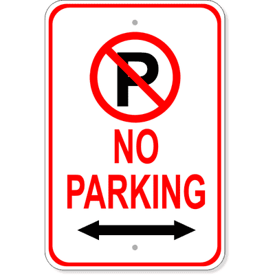 No Parking Both Directions Aluminum Parking Sign