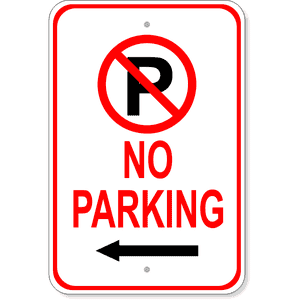 No Parking Left Arrow Aluminum Parking Sign