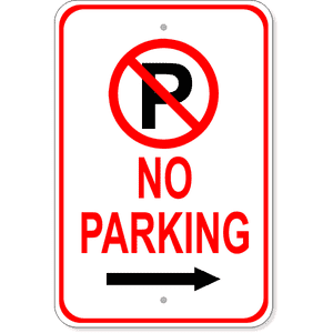 No Parking Right Arrow Aluminum Parking Sign