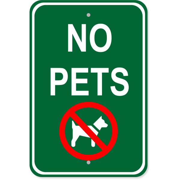 No Pets 18" x 12" Aluminum Sign