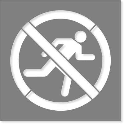 No Running Icon Stencil | Multiple Sizes