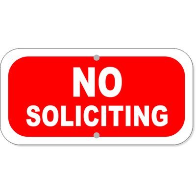 No Soliciting Aluminum Add-On Sign | 6" x 12"