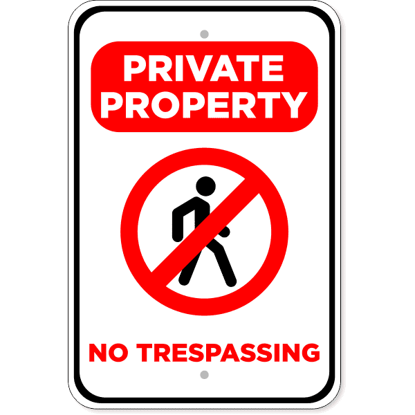 No Trespassing Private Property 18" x 12" Aluminum Sign