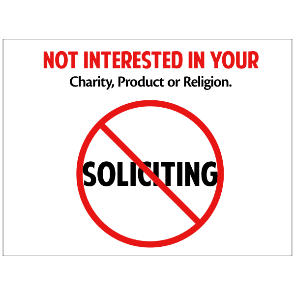 No Soliciting Yard Sign