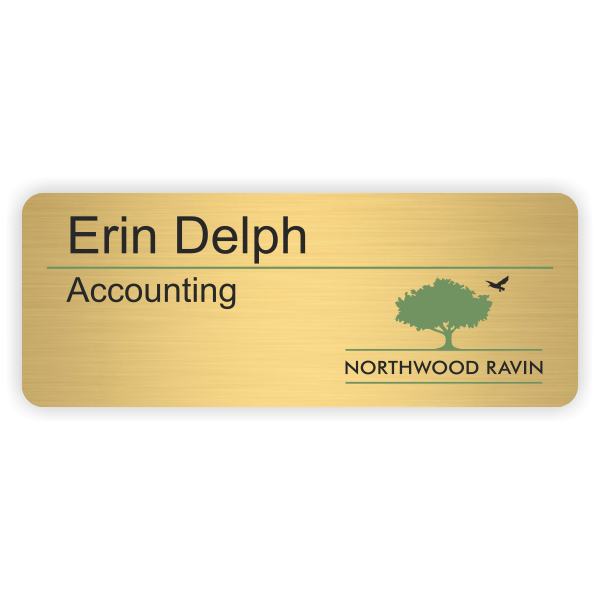 Northwood Ravin - Gold 2 Line Name Tag