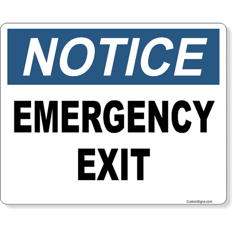 Notice Emergency Exit 8" x 10" Full Color Sign