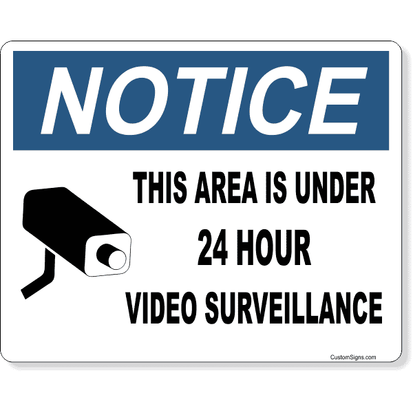 Notice Video Camera Surveillance 8" x 10" Full Color Sign