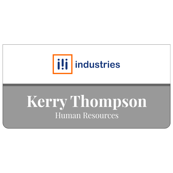 Two Tone Grey and White Name Tag