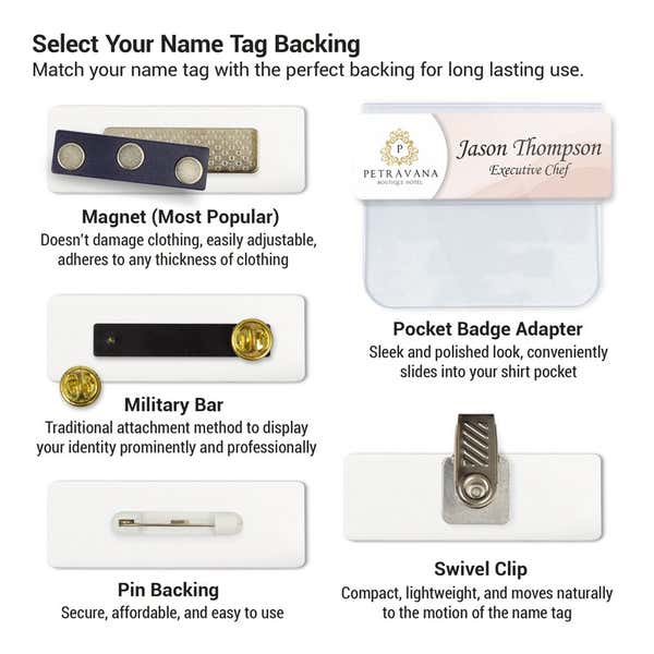 Backing options for Name Tags