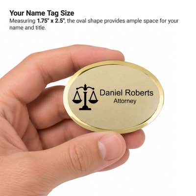 Law Office Oval 2.5" x 1.75" Engraved Name Tag - alternate view