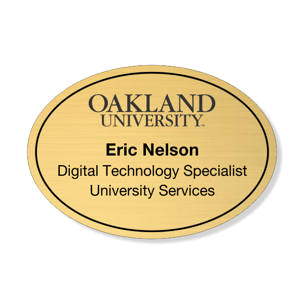 Oakland University Oval Name Tag Style C