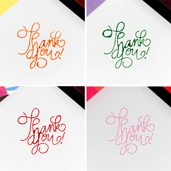 orange, green, red and pink ink pads