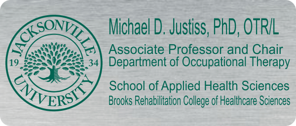 Jacksonville University OT Faculty Silver Green Name Tag