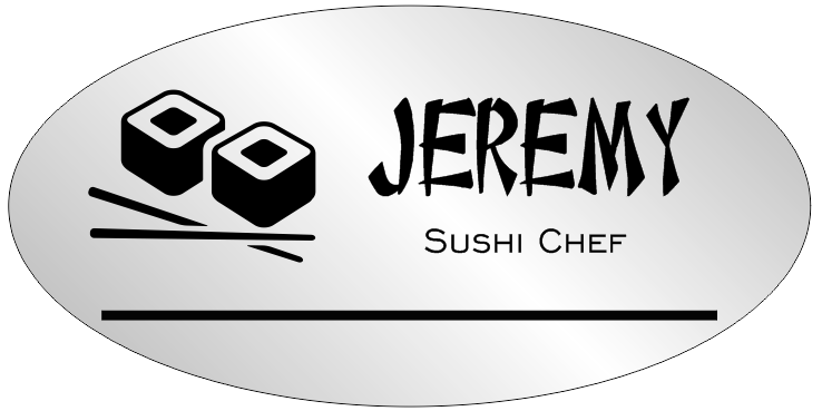 Sushi Restaurant Oval Name Tag