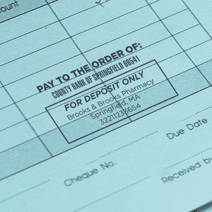 Custom Pay to the Order of With Box Financial Stamp in Use