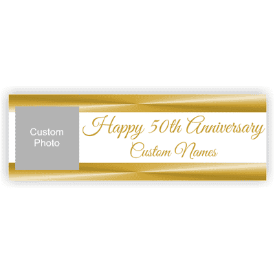 Personalized Golden Anniversary Banner - 2' x 6'