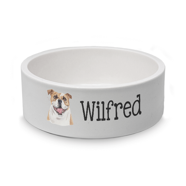 Custom Ceramic English Bulldog Dog Bowl 