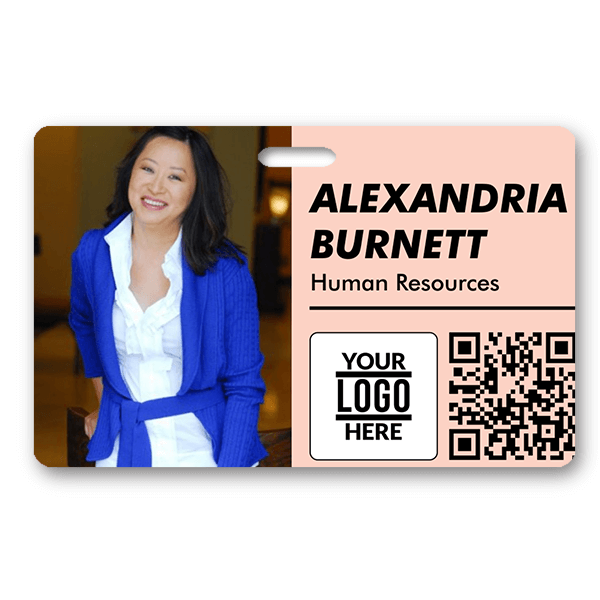 Blush Colored Horizontal Photo ID With QR Code