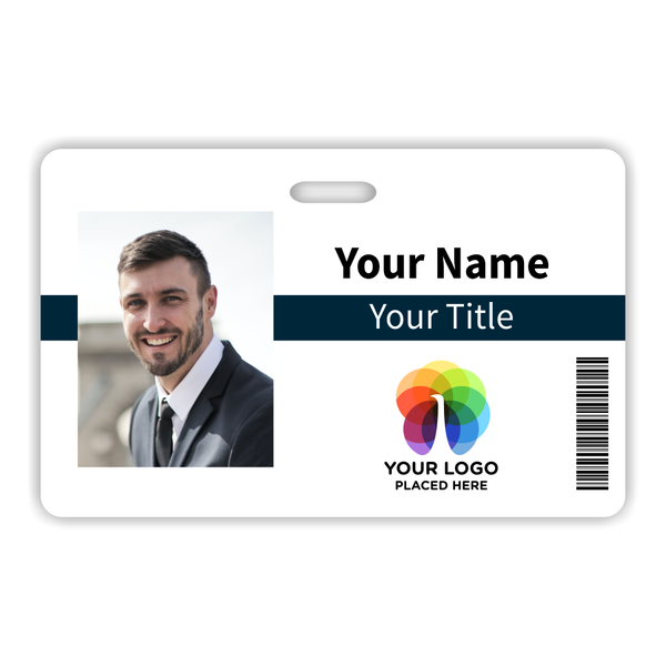 Horizontal Photo ID Badge with Bar Code - Template 104
