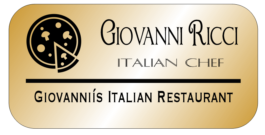 Pizza 3 Line Restaurant Rectangle Name Tag