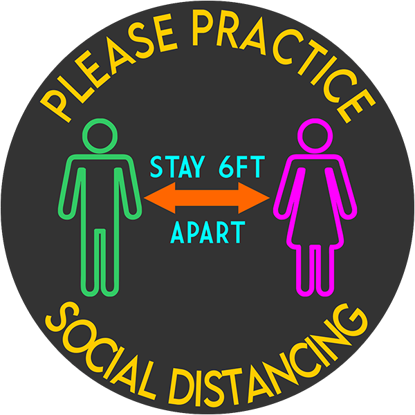 Bright Please Practice Social Distancing Floor Decal