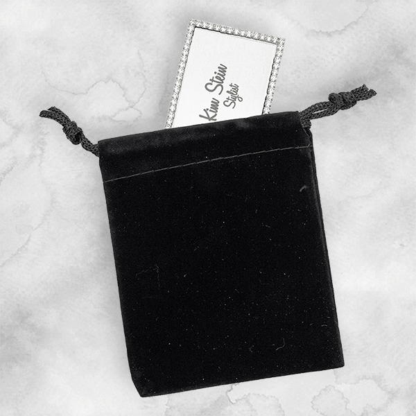 Black Velvet Pouch 3X4 Nametag Inserted