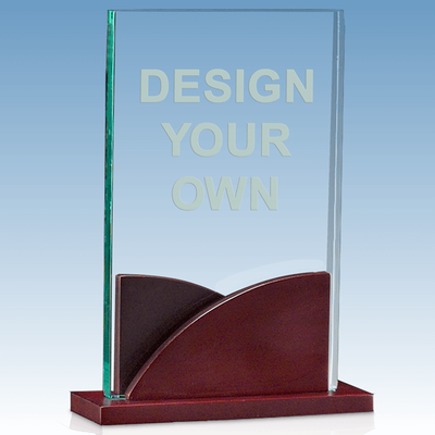 A6804 - Rectangular Acrylic Award with Shaped Mahogany Base