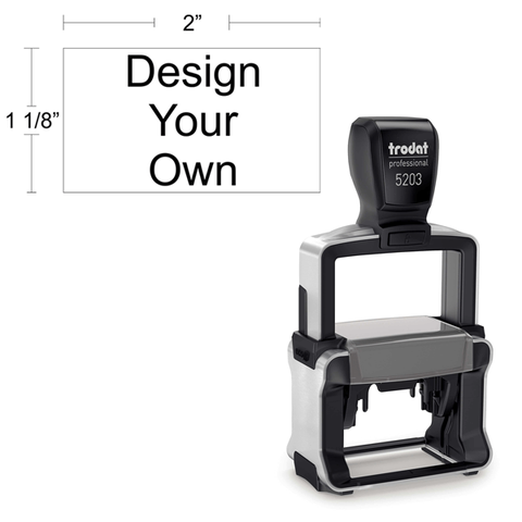 Customizable Trodat Professional 5203 Heavy Duty Self-Inking Stamp with Stainless Steel Frame and 1 1/8" x 2" Impression Size