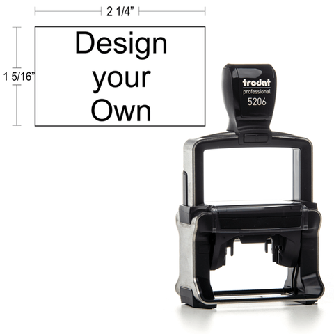 Customizable Trodat Professional 5206 Heavy Duty Self-Inking Stamp with Stainless Steel Frame and 1" x 2.25" Impression Size