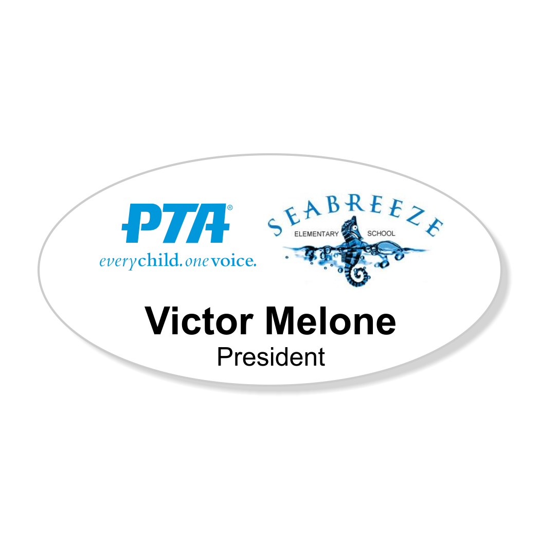 School Logo PTA Full Color Oval Name Tag