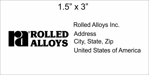 Rolled Alloys - Address 1.5" x 3" 4926 - Black Stamp