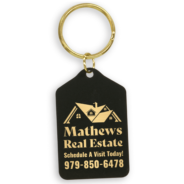 Black Brass Custom Logo Real Estate Key Chain