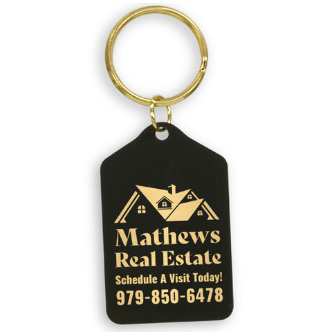 Black Brass Custom Logo Real Estate Key Chain