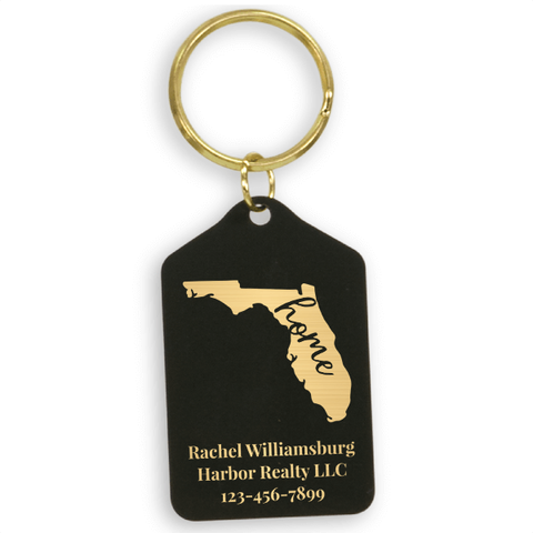 Black Brass Custom State Realtor Keychain