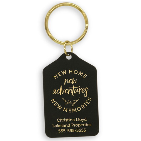 Black Brass New Home Custom Realtor Keychain