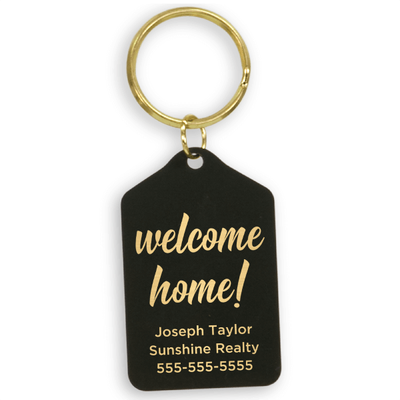 Black Brass Welcome Home Custom Realtor Keychain