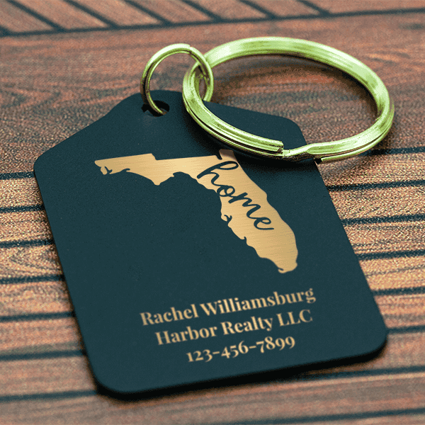 Black Brass Custom State Realtor Keychain - Florida Lifestyle
