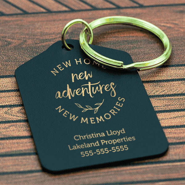 Black Brass New Home Custom Realtor Keychain - Lifestyle