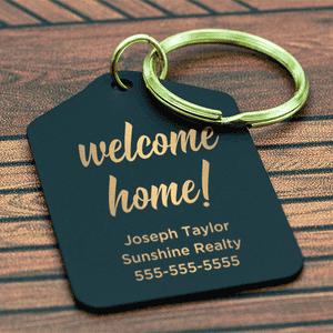 Black Brass Welcome Home Custom Realtor Keychain Lifestyle