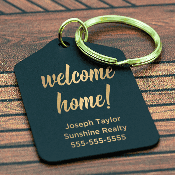 Black Brass Welcome Home Custom Realtor Keychain Lifestyle