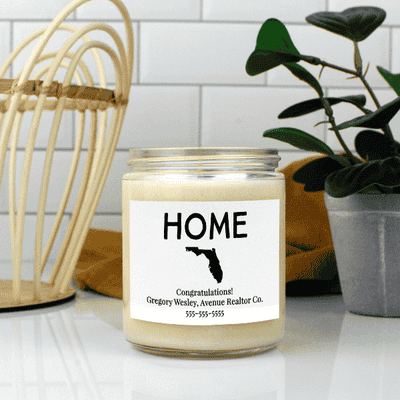 Custom Realty Candle with Home State  - alternate view