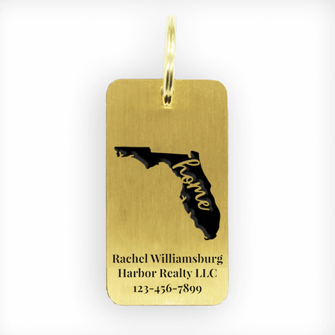 Brass Custom State Real Estate Key Chain