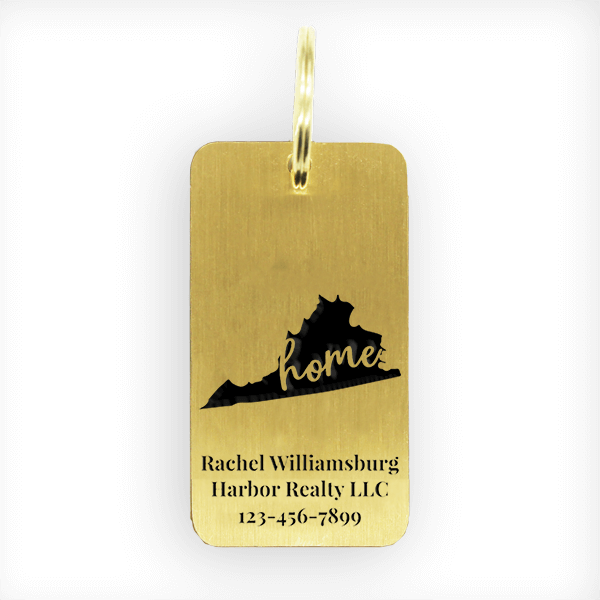 Brass Custom State Real Estate Key Chain