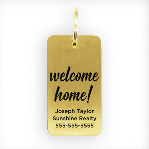 Brass Welcome Home Real Estate Key Chain