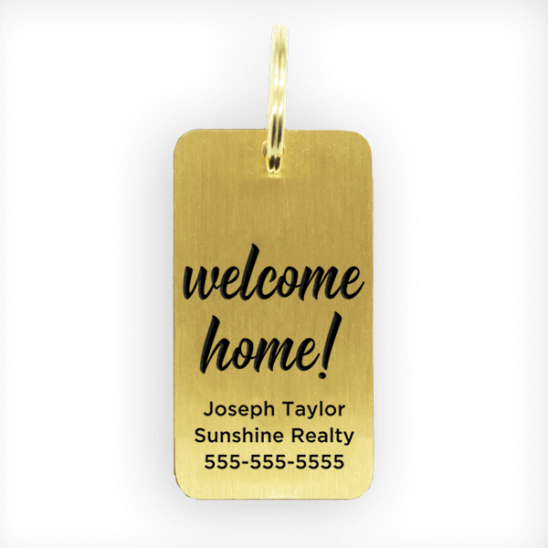 Brass Welcome Home Real Estate Key Chain