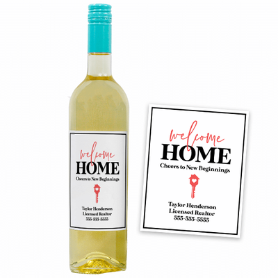 Welcome Home Realtor Custom Wine Label