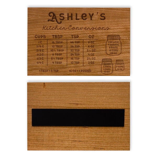 Custom Kitchen Conversion Chart Magnetic Recipe Card Backing