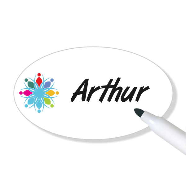 Economy Dry Erase Reusable Oval Name Tag